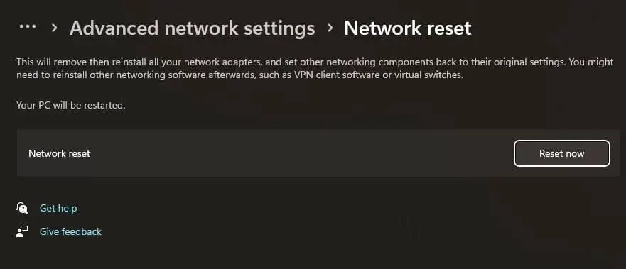 Reset Network Settings